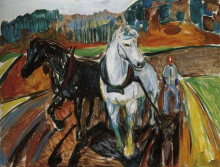 Репродукция картины "упряжка лошадей" художника "мунк эдвард"