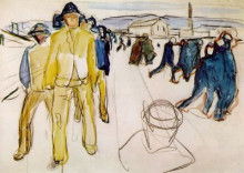 Репродукция картины "рабочие на пути домой i" художника "мунк эдвард"