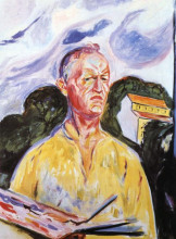 Репродукция картины "автопортрет в экели" художника "мунк эдвард"