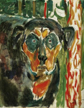 Репродукция картины "голова собаки" художника "мунк эдвард"