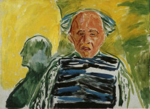 Копия картины "автопортрет в полосатом свитере" художника "мунк эдвард"