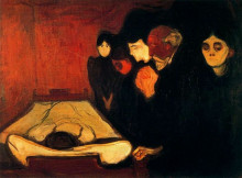 Репродукция картины "у смертного одра (лихорадка)" художника "мунк эдвард"