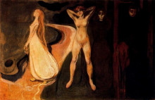 Репродукция картины "три стадии женщины (сфинкс)" художника "мунк эдвард"