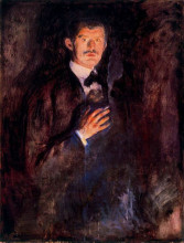 Картина "автопортрет с зажженной сигаретой" художника "мунк эдвард"
