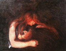 Репродукция картины "вампир" художника "мунк эдвард"