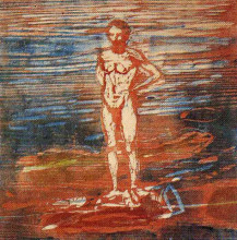 Репродукция картины "купающийся мужчина" художника "мунк эдвард"