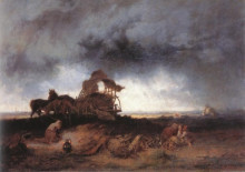 Репродукция картины "storm at the puszta" художника "мункачи михай"