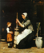 Репродукция картины "churning woman" художника "мункачи михай"