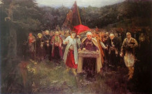 Репродукция картины "burial of a kish otaman" художника "мурашко александр александрович"