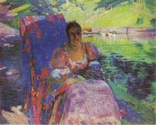 Картина "by the pond. portrait of margaryta murashko" художника "мурашко александр александрович"