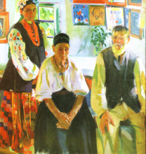 Репродукция картины "peasant family" художника "мурашко александр александрович"