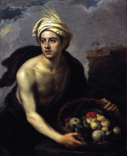 Копия картины "a young man with a basket of fruit" художника "мурильо бартоломе эстебан"