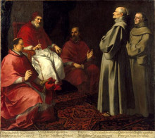 Репродукция картины "the blessed giles levitating before pope gregory ix" художника "мурильо бартоломе эстебан"