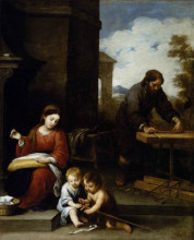 Репродукция картины "the holy family with the infant st. john the baptist" художника "мурильо бартоломе эстебан"
