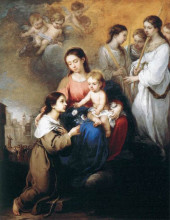 Копия картины "the virgin and child with st. rosalina" художника "мурильо бартоломе эстебан"