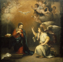 Картина "the annunciation" художника "мурильо бартоломе эстебан"