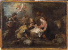 Репродукция картины "adoration of the shepherds" художника "мурильо бартоломе эстебан"