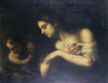 Картина "repentant magdalene with an angel" художника "мурильо бартоломе эстебан"