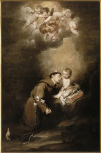 Репродукция картины "saint anthony of padua and the infant jesus" художника "мурильо бартоломе эстебан"