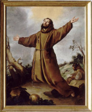 Репродукция картины "saint francis of assisi receiving the stigmata" художника "мурильо бартоломе эстебан"