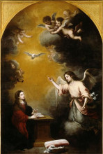 Репродукция картины "the annunciation" художника "мурильо бартоломе эстебан"