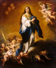 Копия картины "the immaculate conception (oil on canvas)" художника "мурильо бартоломе эстебан"