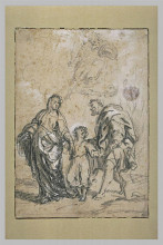 Картина "the infant jesus, between the virgin and st. joseph" художника "мурильо бартоломе эстебан"