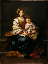 Репродукция картины "the madonna of the rosary" художника "мурильо бартоломе эстебан"