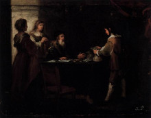 Репродукция картины "the prodigal son receives his rightful inheritance" художника "мурильо бартоломе эстебан"