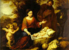 Копия картины "the rest on the flight into egypt" художника "мурильо бартоломе эстебан"