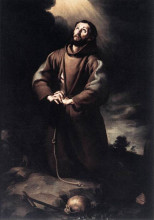 Картина "st. francis of assisi at prayer" художника "мурильо бартоломе эстебан"