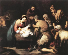 Копия картины "the adoration of the shepherds" художника "мурильо бартоломе эстебан"