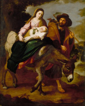 Репродукция картины "the flight into egypt" художника "мурильо бартоломе эстебан"