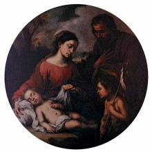 Репродукция картины "holy family with the infant saint john" художника "мурильо бартоломе эстебан"