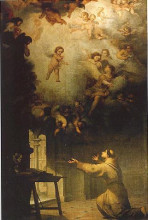 Картина "vision of st. anthony of padua" художника "мурильо бартоломе эстебан"