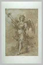 Картина "angel holding the spear and sponge holder" художника "мурильо бартоломе эстебан"