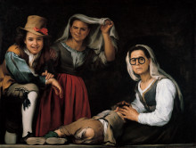 Репродукция картины "four figures on a step" художника "мурильо бартоломе эстебан"