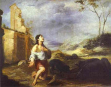 Картина "the prodigal son feeding swine" художника "мурильо бартоломе эстебан"