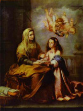 Репродукция картины "childhood of virgin" художника "мурильо бартоломе эстебан"