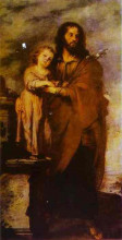 Картина "joseph with infant chris" художника "мурильо бартоломе эстебан"