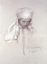 Репродукция картины "portrait of a girl" художника "муха альфонс"