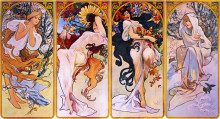 Копия картины "cropped print of four panels each depicting one of the four seasons personified by a woman" художника "муха альфонс"