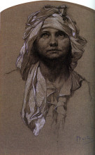 Копия картины "head of a girl" художника "муха альфонс"