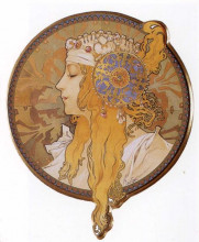 Картина "byzantine head. the blonde" художника "муха альфонс"