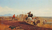 Репродукция картины "ploughing in the campagna" художника "мэйсон джордж хэмминг"