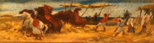 Репродукция картины "threshing corn" художника "мэйсон джордж хэмминг"