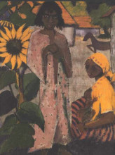 Репродукция картины "gypsies with sunflowers" художника "мюллер отто (художник)"