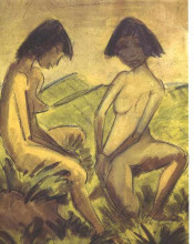 Картина "two girls in landscape" художника "мюллер отто (художник)"