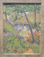 Репродукция картины "bathing girls in the forest pond" художника "мюллер отто (художник)"