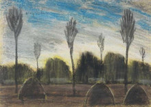 Копия картины "landscape with hayricks" художника "надь иштван"